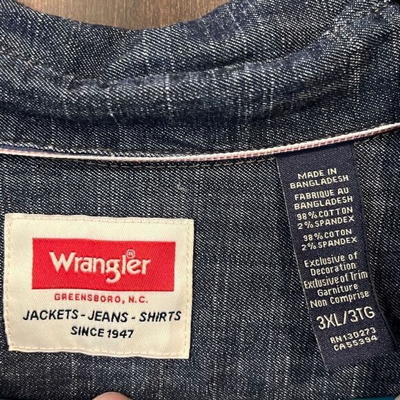 Wrangler Pearl Snap Denim Shirt 3XL - Picture 4 of 5